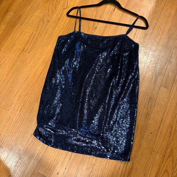 Free People Intimately Time to Shine Slip Sequined Dress In Navy Blue Sleeveless - Picture 8 of 10